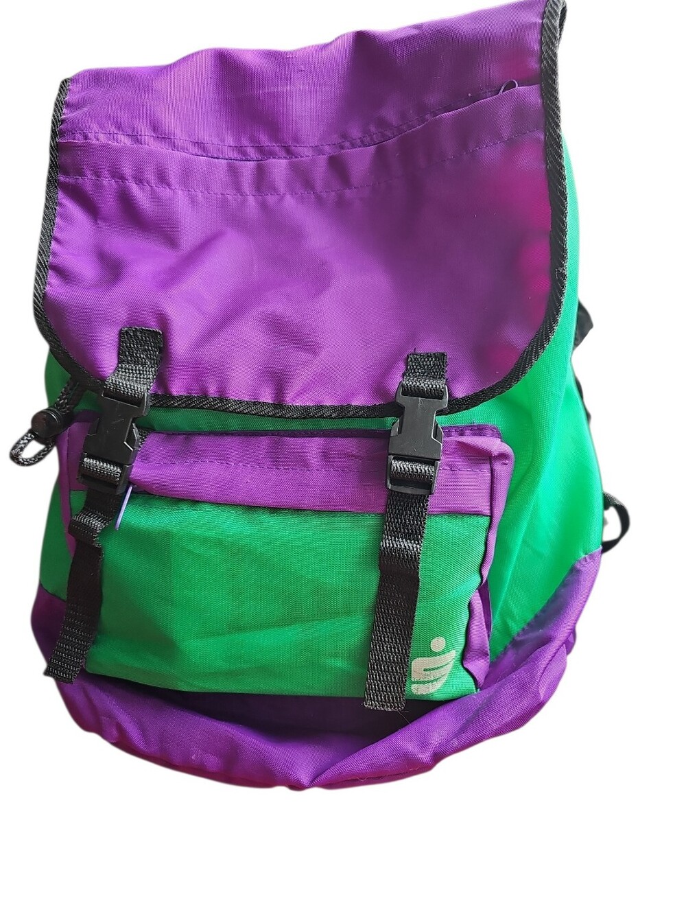 Vintage 90s Sparkasse Germany Neon Colorblock Rucksack Backpack